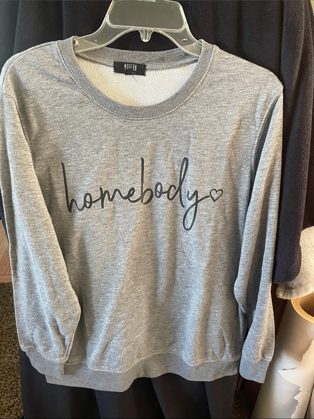 Modern Grey 'homebody' Crewneck Sweatshirt by Modern Luxe